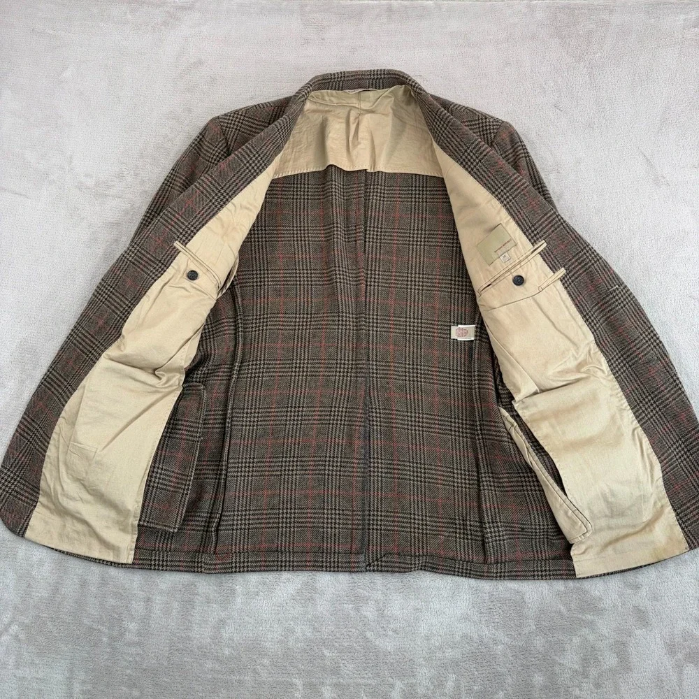Vintage‎ BANANA REPUBLIC 2 Button Sports Coat Blazer Jacket 38 Brown Glen Check